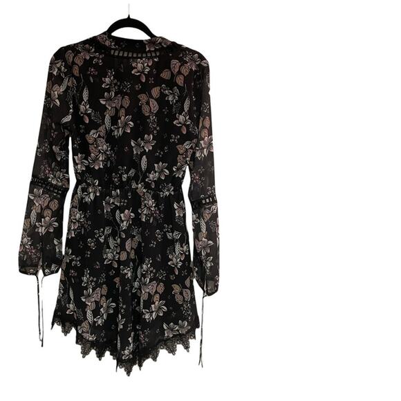 Nicholas Floral Print Georgette Lace-Insert Mini Dress - Picture 3 of 12